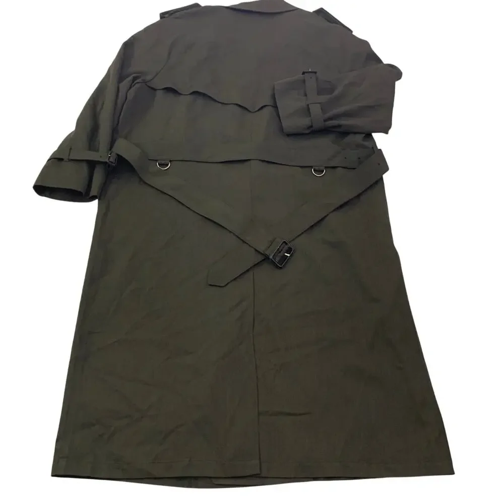 London Fog Mens Trench Coat 44 Reg. Olive Green Lined Double Breasted Old Money - Picture 13 of 16